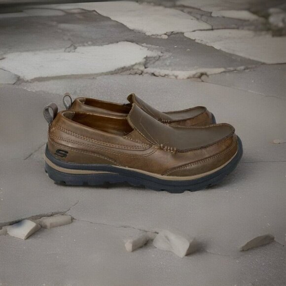 Skechers Relaxed Fit Memory Foam Slip On Loafers Youth Size 4.5 Brown 93892L CDB - Picture 1 of 10